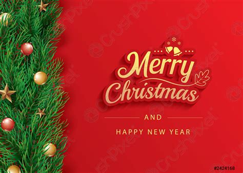 Merry christmas and happy new year greeting card banner template ...