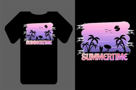 Premium Vector | Mockup t-shirt silhouette summertime retro vintage