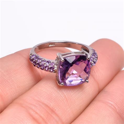 Amethyst Gemstone 925 Sterling Silver Pave Jewelry Ring – Jewels SK