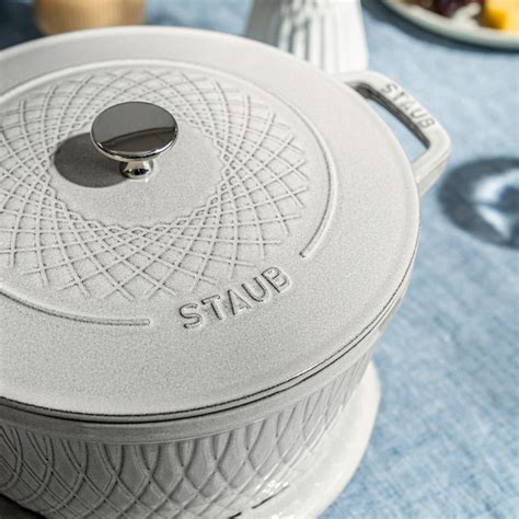 Staub Enameled Cast Iron Embossed Twist Dutch Oven, 4 1/4-Qt ...