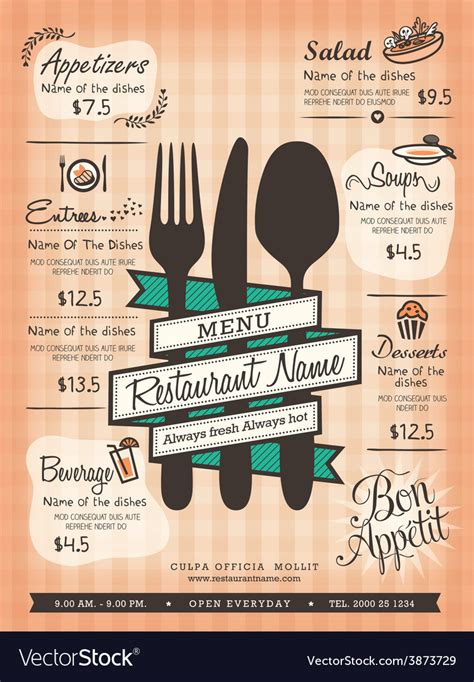 Restaurant menu design template layout Royalty Free Vector