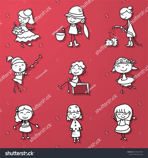 Children Illustration Hand Drawing Vector Happy Stock Vector (Royalty ...