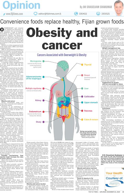 Obesity and cancer - Oceania Hospitals