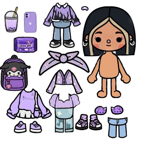 Toca Boca Paper Doll Purple Toca Boca Papierowa Laleczka Fioletowy