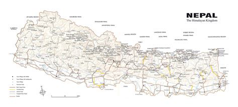 Large detailed map of Nepal with relief, roads and all cities | Nepal ...