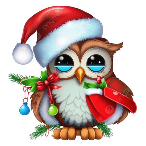 Cute Christmas Owl With Red Hat, Christmas Hat, Christmas Owl, Red ...