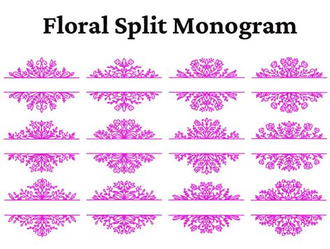 ESA Embroidery Font: Floral Split Monogram