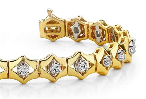 Floating Diamond Box Diamond Bracelet In 14K 18K Yellow White Or Rose ...