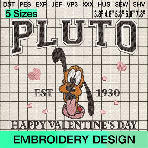 Pluto Dog Heart Embroidery Design, Cutie Valentine Machine Embroidery ...