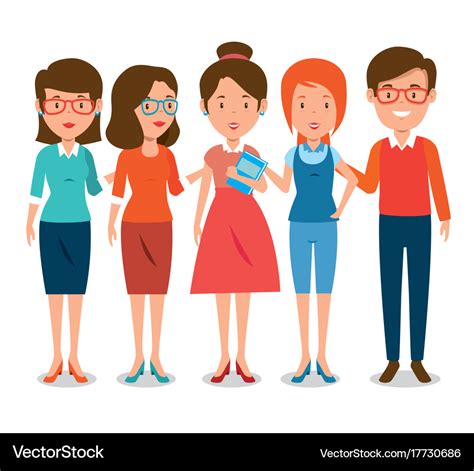 Group of teachers cartoon Royalty Free Vector Image