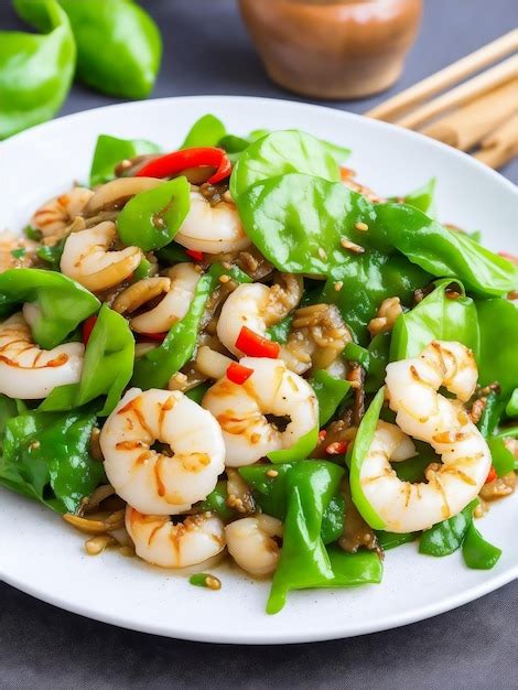 Premium AI Image | Stir fried holy basil with shrimps and herb asian ...