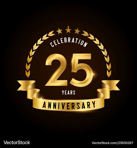 25 years anniversary celebration logotype golden Vector Image