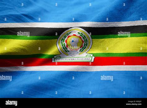 Closeup of Ruffled East African Community Flag, East African Community ...