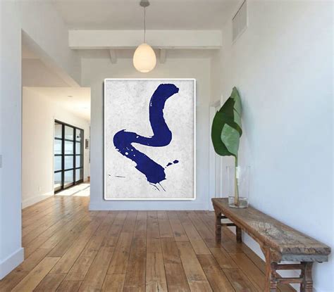 Blue And White Abstract Painting on Canvas, Large Abstract Art Wall Art ...