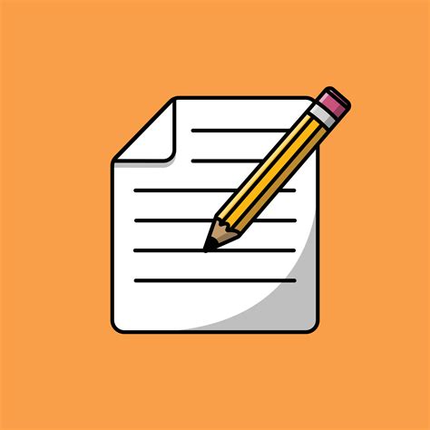 Note Paper With Pencil Cartoon Vector Icon Illustration. Education Icon ...