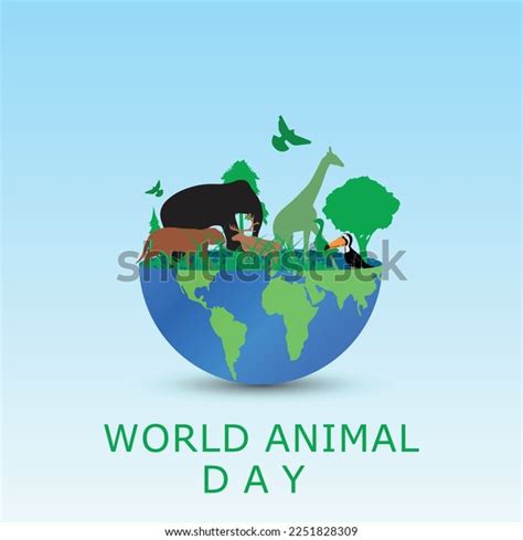 World Animal Day Poster Green Silhouettes Stock Vector (Royalty Free ...