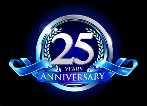 25th Anniversary Logo With Blue Ribbon Stock Illustration - Download ...