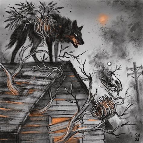 Sinking Sun 8x8 Fine Art Print Dark Wolf Wolves Skull Cabin - Etsy