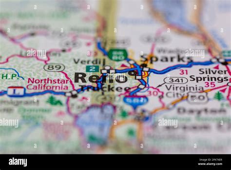 Reno California USA shown on a Geography map or road map Stock Photo ...