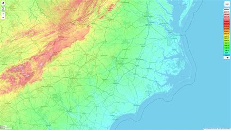 North Carolina topographic map, elevation and landscape