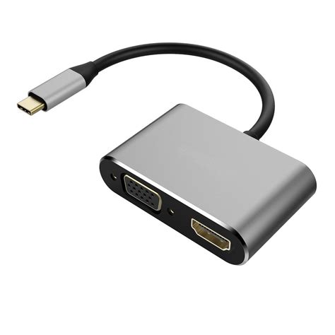 USB-C / Type C to HDMI (4K@30Hz) + VGA (1080P) Adapter / Video Splitter ...