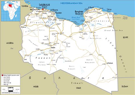 Libya Map (Road) - Worldometer