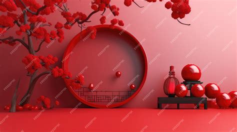 Premium AI Image | Red Chinese Lunar New Year background