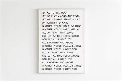 Fly Me to the Moon Lyrics Printable Wall ArtFrank Sinatra | Etsy