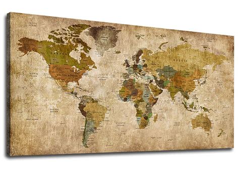 Large Wall Art World Map Canvas Print Vintage World Map | Hot Sex Picture