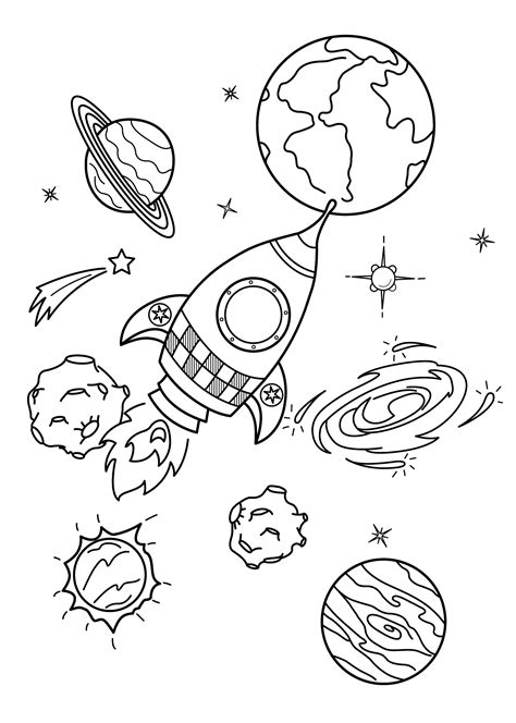 Spaceship And Planets Coloring Page - Free Printable Coloring Pages for ...