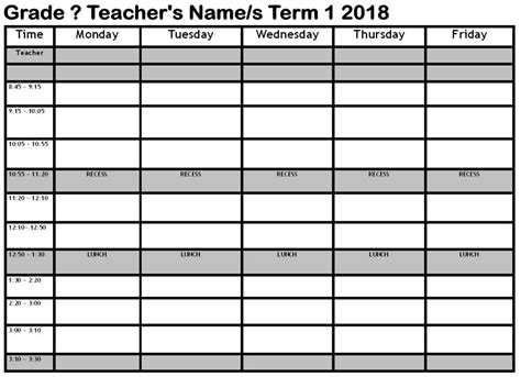 Teacher / Classroom Timetable Template - primaryedutech.com