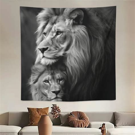 FLORID Lion and Lioness Hug Poster Black and White Animal Lion Soft and ...