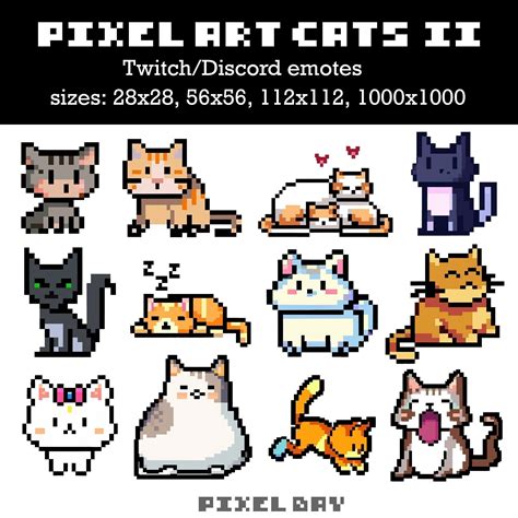 Pixel Art Cats Emotes 2 Twitch/discord Emote Digital Download - Etsy