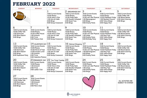 Lake Charles Care Center | February Activity Calendar