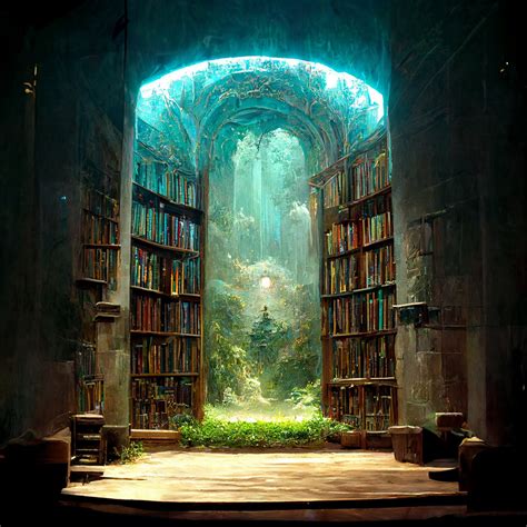 Imaginative Library Art, Elven Library, Digital Artwork Download ...