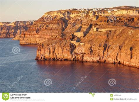 Aerial View of the High Rocky Cliff at Sunset Stock Image - Image of ...