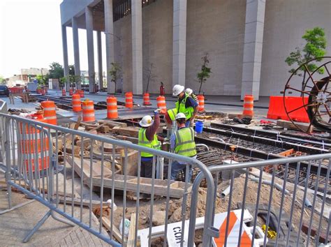 Houston in Pics: Light Rail Construction pics Downtown Houston track-la