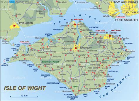 Map of Isle of Wight (Island in United Kingdom) | Welt-Atlas.de