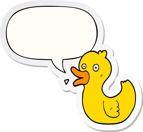 cartoon quacking duck and speech bubble sticker 8674933 Vector Art at ...