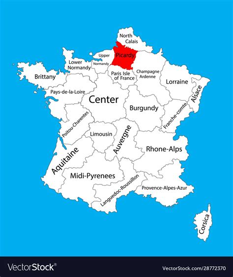 Picardy map picarde france Royalty Free Vector Image