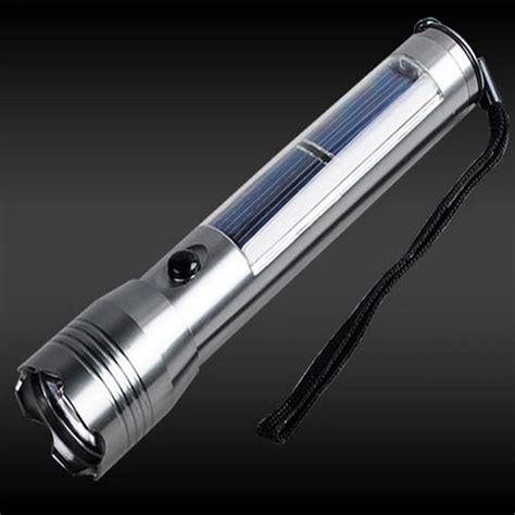 Solar high powered flashlight rechargeable 3W 200Lumens stainless ...