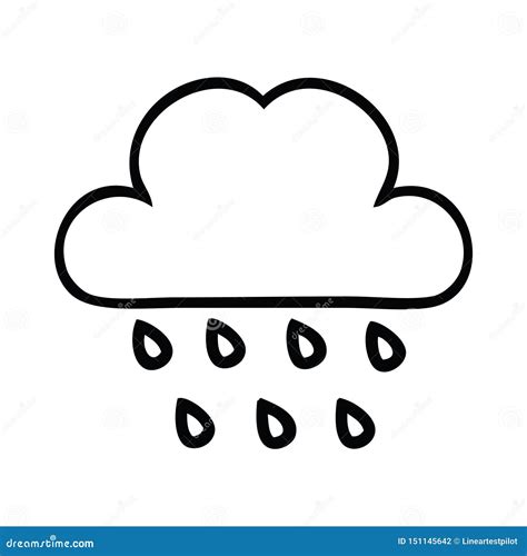 A Creative Line Drawing Cartoon Storm Rain Cloud Stock Vector ...