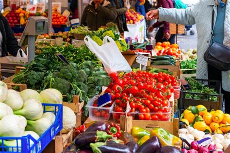 Vegetables and Fruit Market in Italy. Agricultural Food. Fresh Organic ...