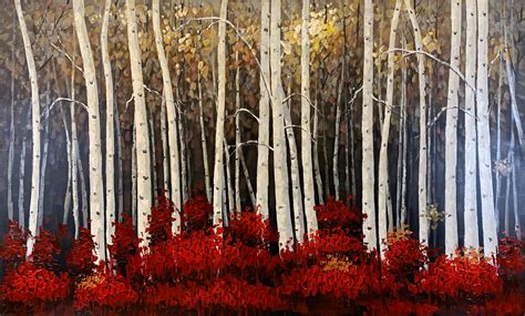 Sold Price: Original Painting of Birch Tree Forest - December 6, 0120 ...