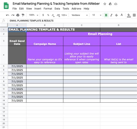 Email Marketing Planning Template - Free Download | AWeber