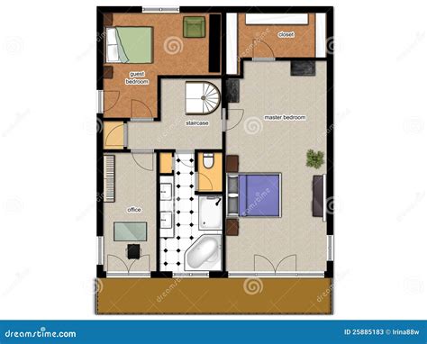 2D Floor Plan Of The House Second Level. Stock Illustration ...