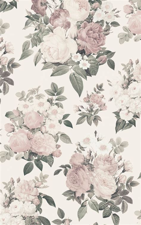 Light Pink Vintage Floral Wallpaper