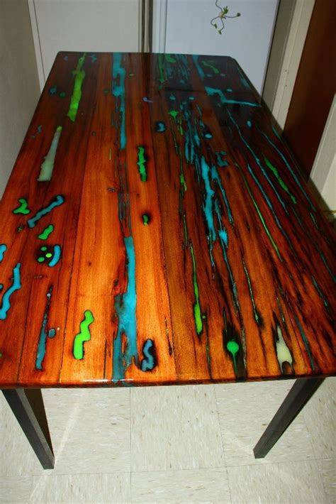 glow in the dark epoxy wood table - Caroline Gill