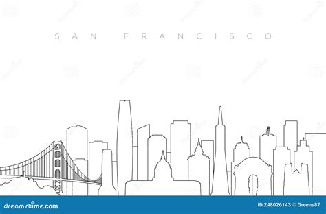 Outline San Francisco Skyline. Stock Vector - Illustration of linear ...