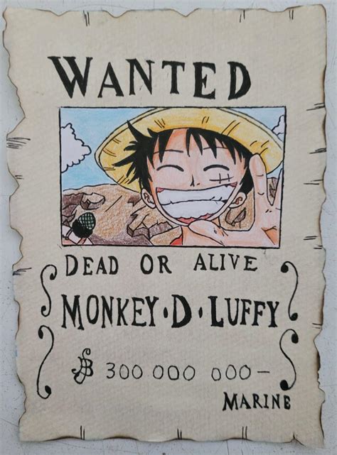 My Luffy wanted poster drawing : r/OnePiece